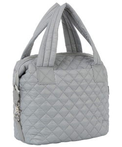 Puffy Quilted Nylon Satchel JYE0504 SILVER